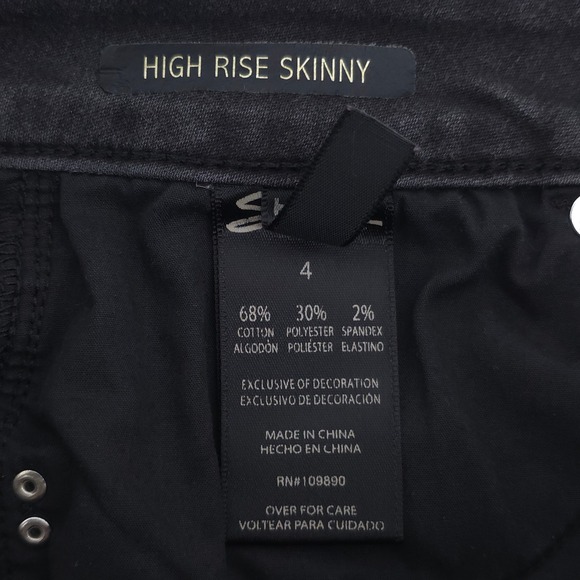 Seven7 Women Jeans High Rise Skinny 4 Black Dark Wash Stretch Denim - Picture 6 of 10